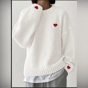 Classic Crewneck Heart Embroidered Sweater